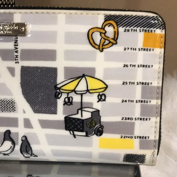 Kate Spade City Map Wallet in White and Yellow - Picture 4 of 12